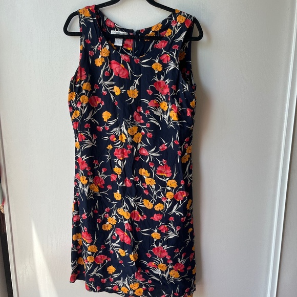 Vintage Liz Claiborne Navy Floral Dress, Size 14 - Picture 1 of 4